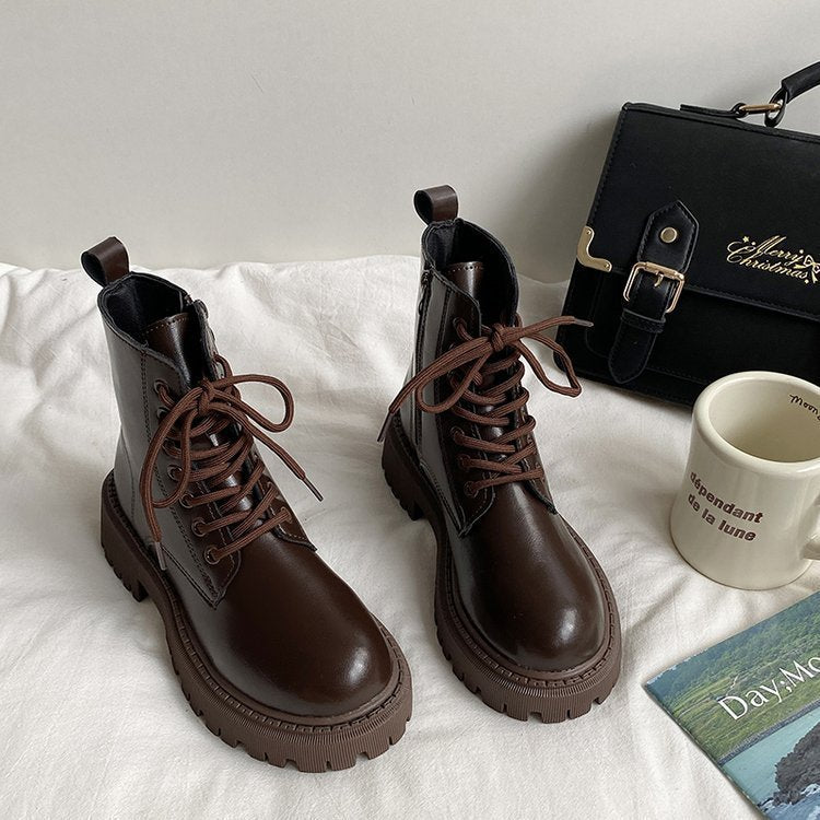 British Style Martin Boots For Women Fleece-lined Platform