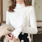 Half-high Collar Long Sleeves Solid Color Inner Wear Slim Fit Warm Dralon Top