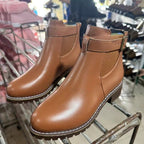 Belt Buckle Decoration Round Head Ankle Boots