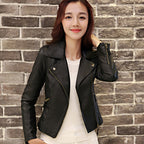 European And American Motorcycle Women's Clothing Leather Coat